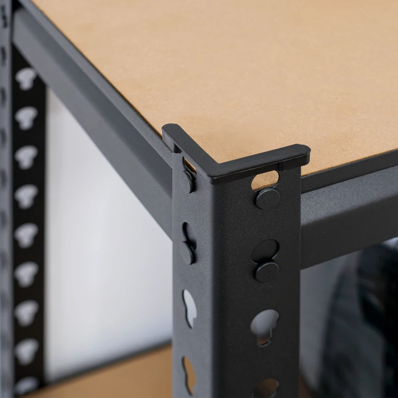 HOMCOM Heavy Duty Garage Shelf, 4-Tier Metal Shelving Unit, Industrial Utility Shelves with Steel Frame and Adjustable Shelves for Garage, Warehouse, Basement, Black and Brown