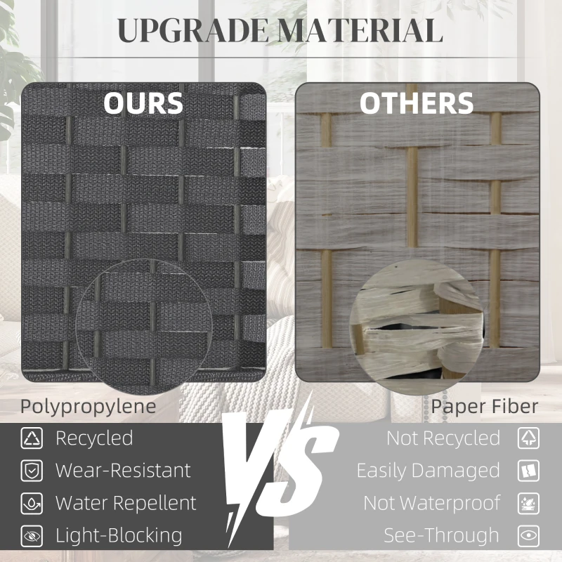 HOMCOM Folding Room Divider Screen 8 Panel 5.6' Tall Privacy Screen Freestanding Room Partition for Home Office, Charcoal Gray