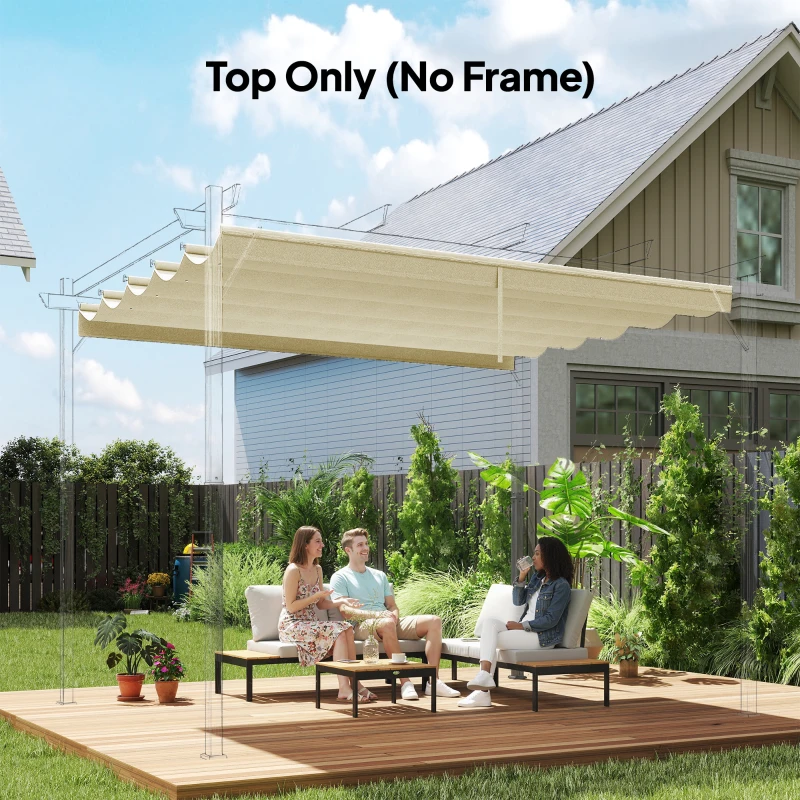 Outsunny 8.2' x 8.4' Retractable Pergola Canopy Replacement, Fit 10' x 10' Frame, Pergola Cover Replacement Top Only, Cream White