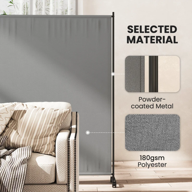 Outsunny Indoor Room Divider with Castor Wheels, Rolling Privacy Screen for Home Office Bedroom, 6ft Tall