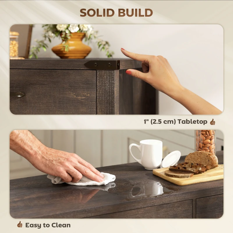 HOMCOM Sideboard Buffet Cabinet, Farmhouse Kitchen Storage Cabinet w/ 2 Drawers and Shelves for Living Room, Entryway