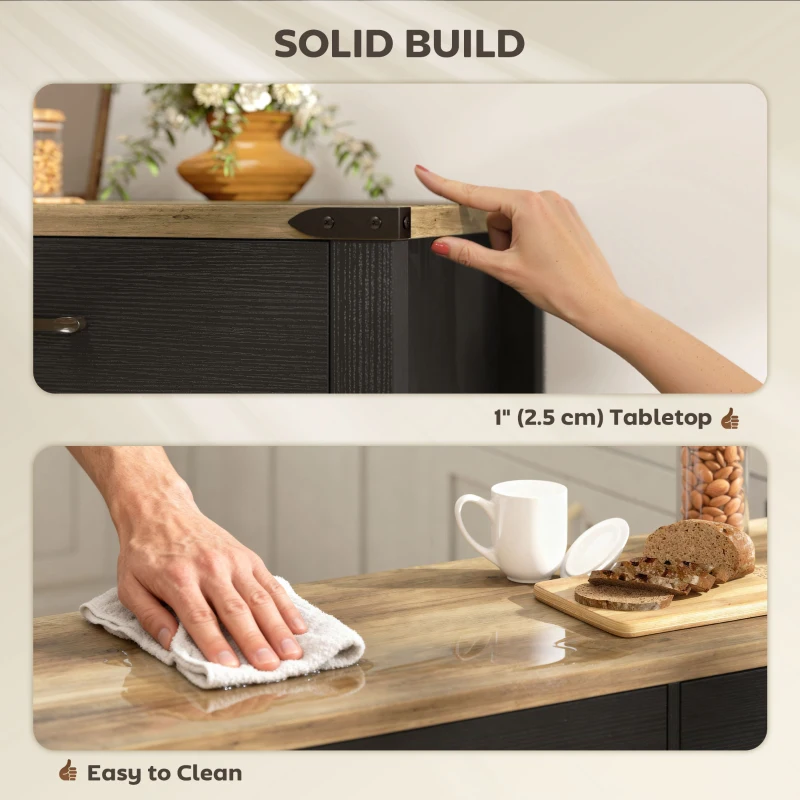 HOMCOM Sideboard Buffet Cabinet, Farmhouse Kitchen Storage Cabinet w/ 2 Drawers and Shelves for Living Room, Entryway