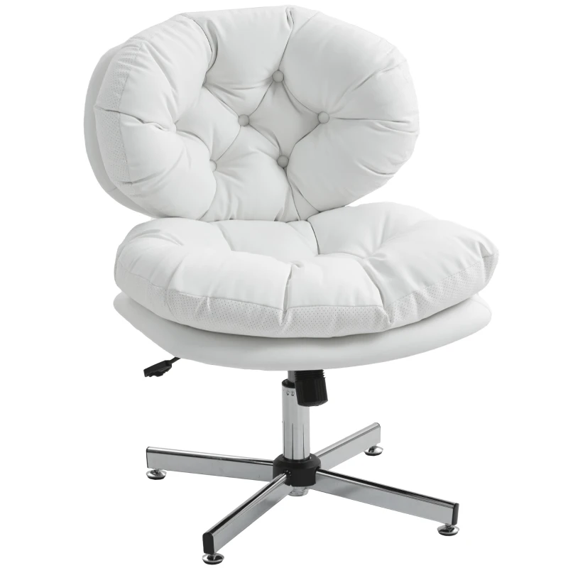 HOMCOM Computer Desk Chair, Armless Office Chair with Wide Padded Seat and Adjustable Height, White