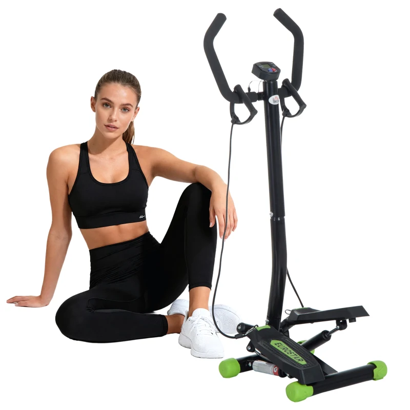 Soozier Mini Stepper with Resistance Bands, Stair Stepper with LCD Monitor for Home Gym