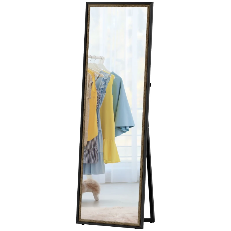 HOMCOM Full Length Mirror, 64" x 21" Rectangle Full Body Mirror with Dual-Tone Frame for Bedroom, Black