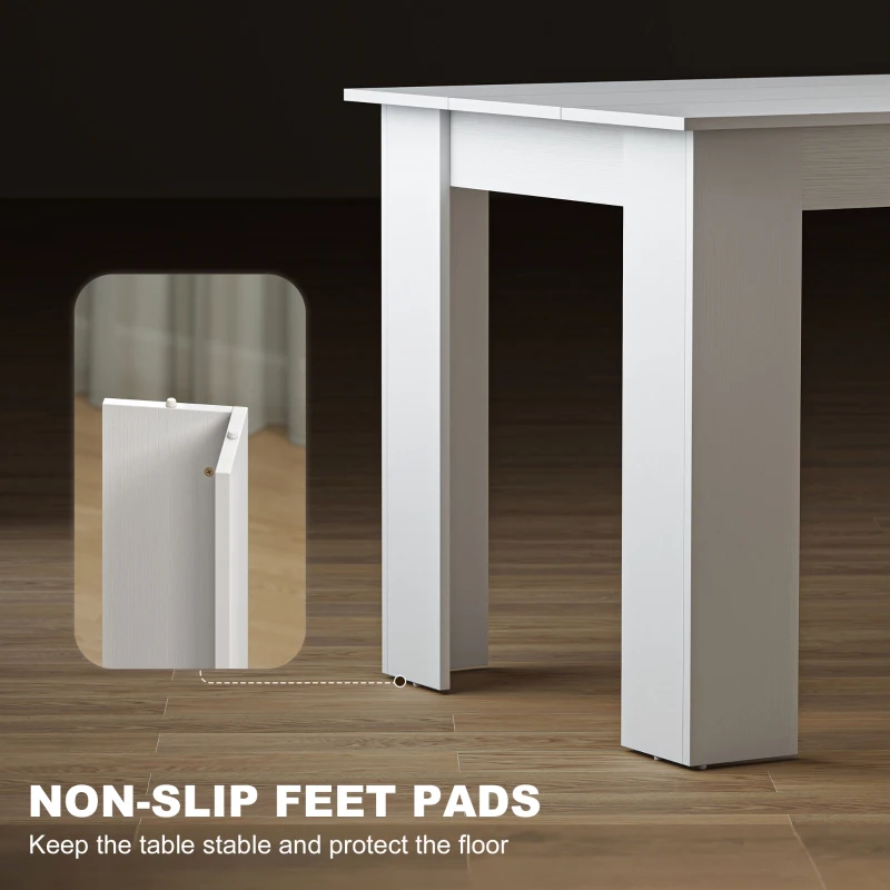 HOMCOM 63" Kitchen Table for 4-6 People, Dining Table with Wood Effect for Dining Room, White