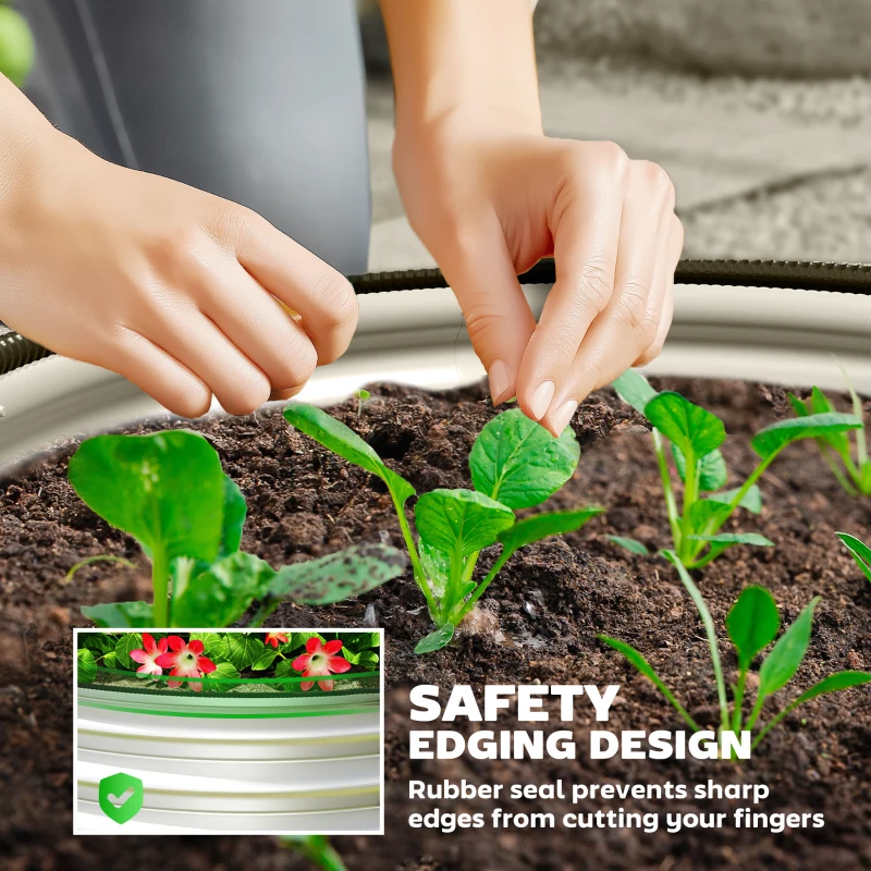 Outsunny Set of 2 Raised Garden Bed, Metal Planter Box with Safety Edging, Easy-to-assemble Stock Tank 2'x2'x1' Silver