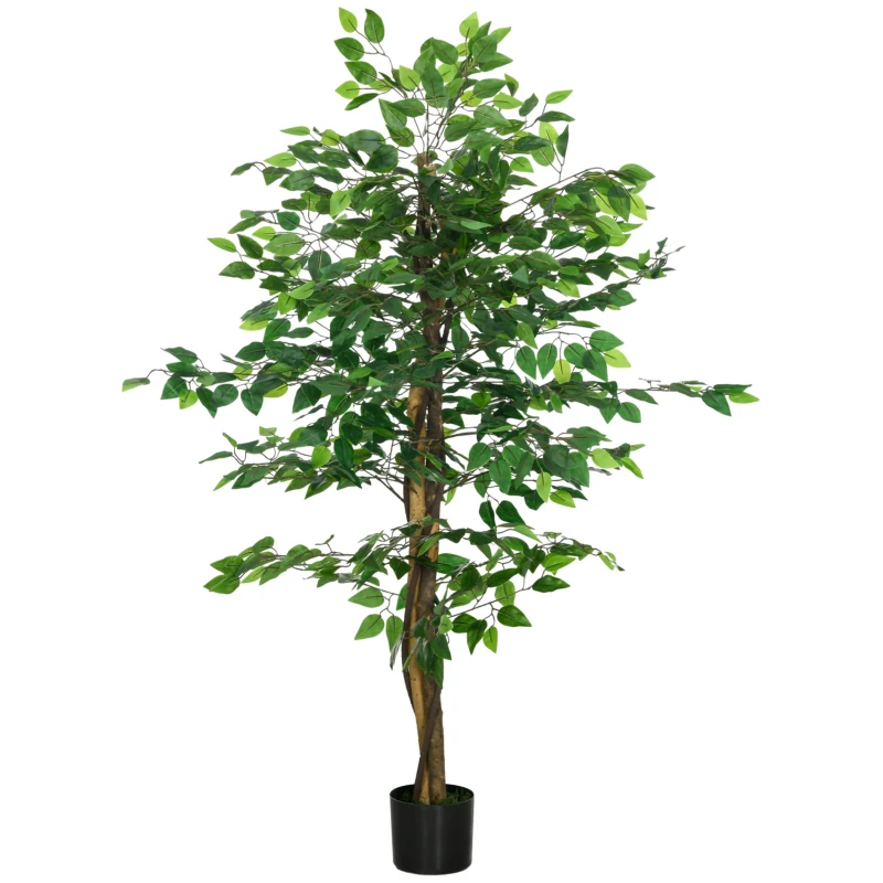 HOMCOM 5ft Artificial Tree Ficus, Indoor Fake Plant with Pot, for Home Decor