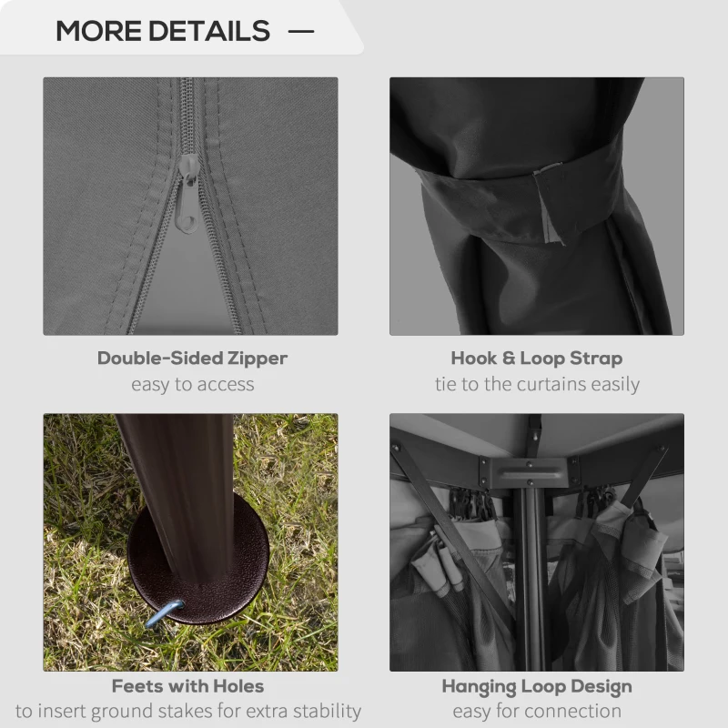 Outsunny 10' x 10' 2-Tier Outdoor Gazebo Canopy Tent with Zippered Mesh Sidewalls, Aluminum Frame for Patio, Backyard, Dark Grey