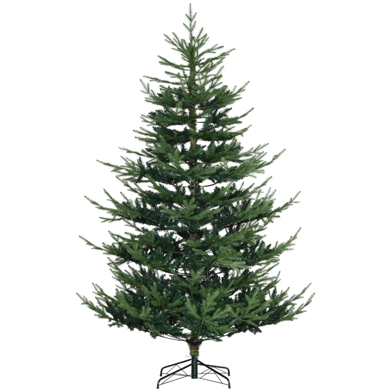 HOMCOM 7.5ft Large Christmas Tree with Metal Base, 1218 molded and layered branch tips, for Indoor Use, Green