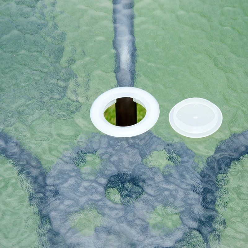 Outsunny 6 Pieces Outdoor Dining Set for 4 with Umbrella Patio Outdoor Furniture Set with Round Table 4 Folding Chairs Black