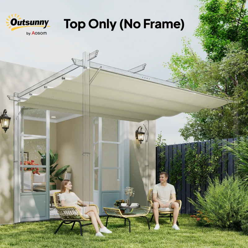 Outsunny 8' x 9.4' Retractable Pergola Canopy Replacement, Fit 7' x 10' Frame, UV30+ Pergola Cover Top Only, Cream
