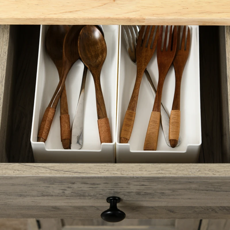 HOMCOM Modern Sideboard, Buffet Cabinet with Storage Cabinets, Drawers and Adjustable Shelves for Living Room, Washed Grey