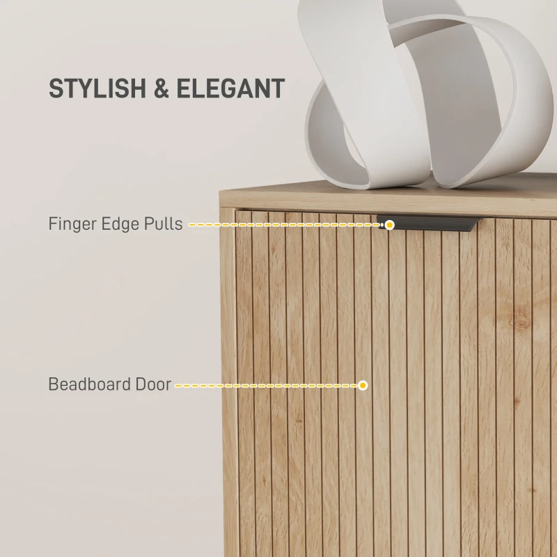 HOMCOM Accent Cabinet with Doors & Adjustable Shelf, Freestanding Storage Cabinet with Wood Legs for Living Room, Oak