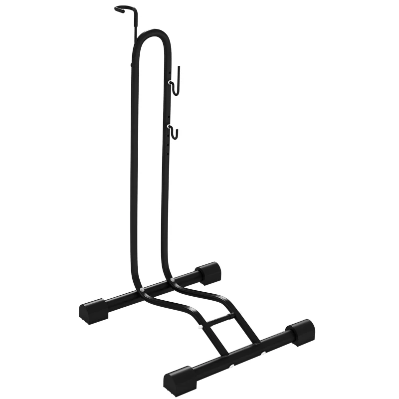 Soozier Vertical & Horizontal Bike Rack Bicycle Storage Stand with Adjustable Hooks, Fits 6"-28" and 700c Bikes