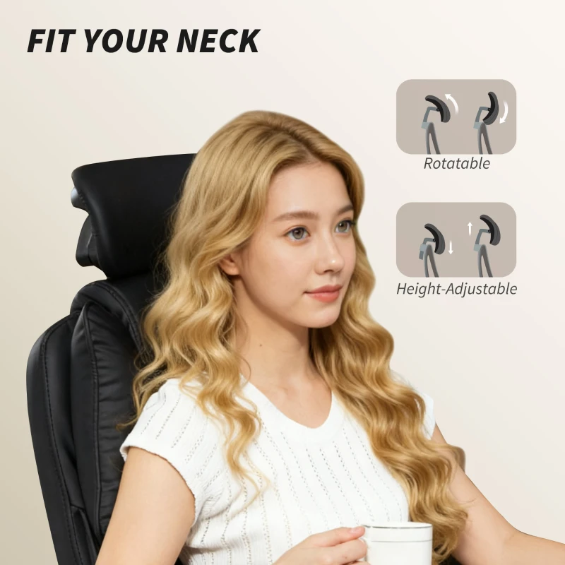 HOMCOM Reclining Office Chair, Executive Desk Chair with Pet-Friendly Fabric, Headrest, Footrest, Swivel Wheels, Black