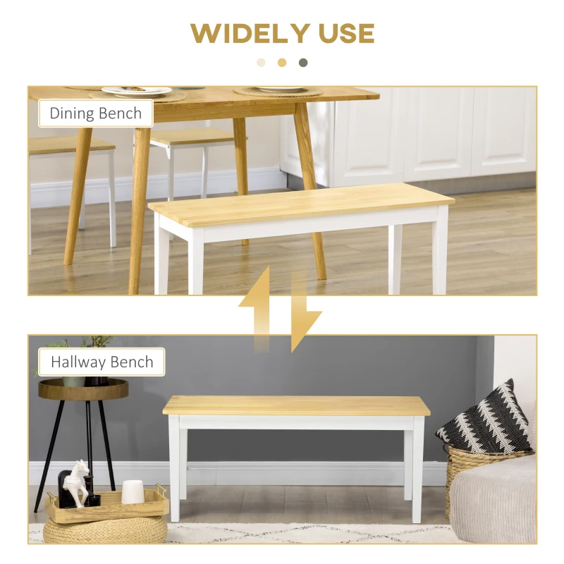 HOMCOM 40" Wood Dining Bench for 2 People, Wooden Bench Seat for Kitchen, Dining Room, Entryway, Natural