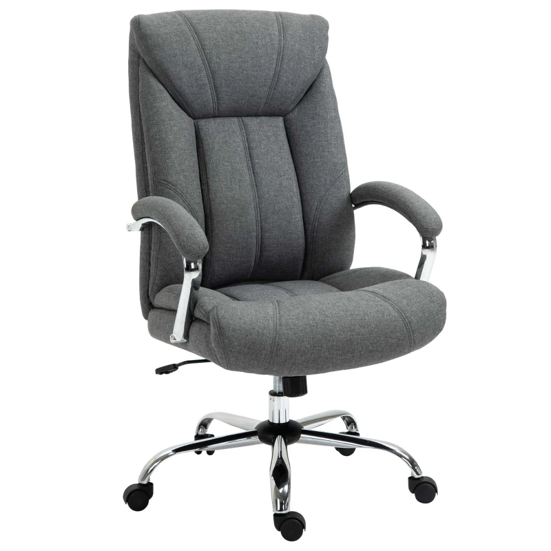 Vinsetto High Back Swivel Office Chair Task Ergonomic Linen Fabric Computer Chair, with Arm, Adjustable Height, Grey