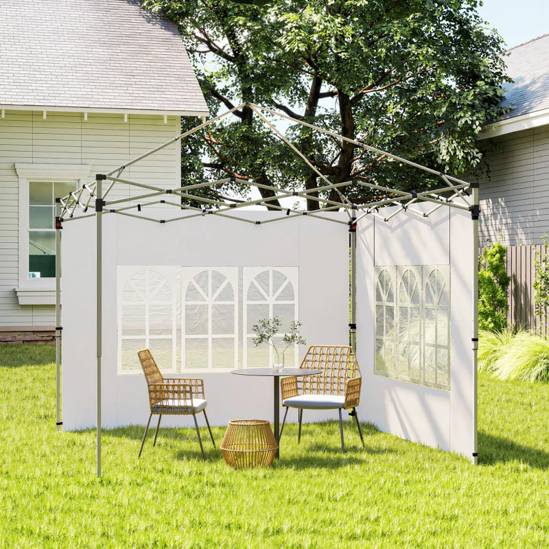 Outsunny Side Panels, Sidewalls Replacement with Window for 9.8' x 9.8' or 9.8' x 13.1' Pop Up Canopy, 2 Pack, White