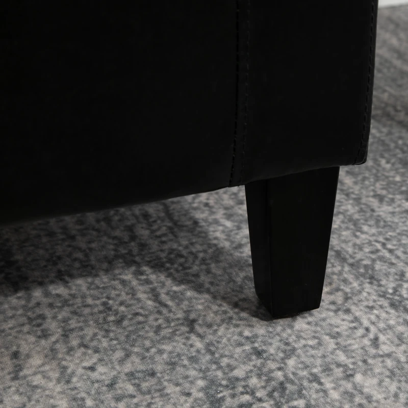 HOMCOM Storage Ottoman Bench, PU Leather Upholstered Bench with Tufted Design, Black