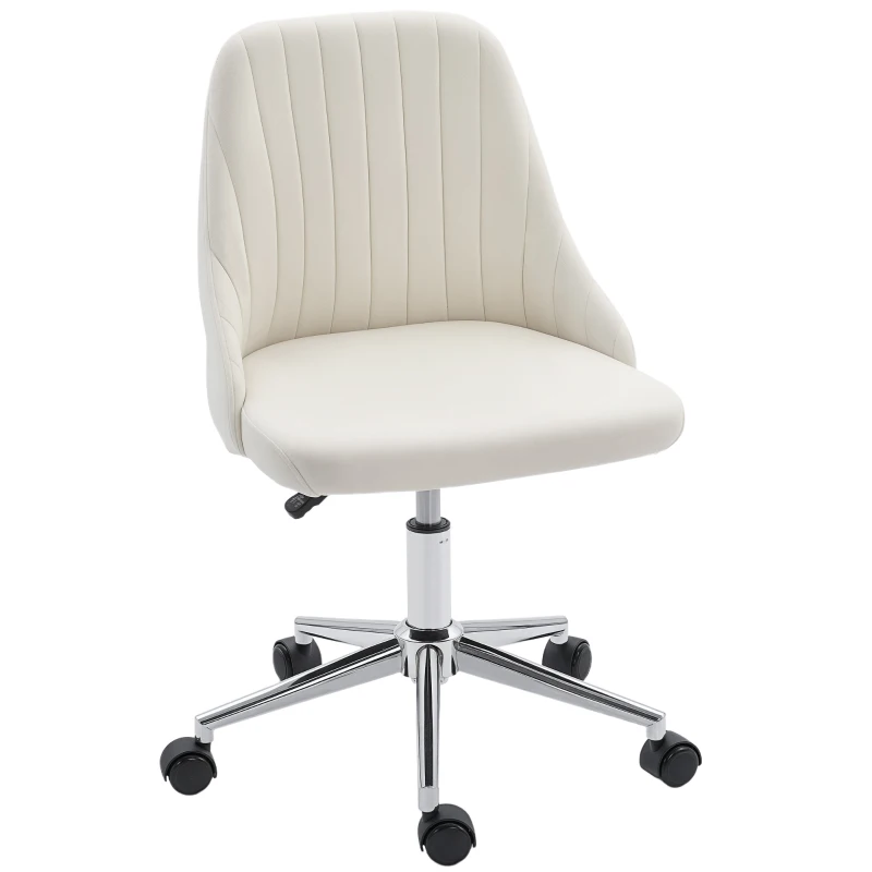 Vinsetto Vanity Chair for Makeup, Velvet Comfy Office Chair with Adjustable Height, Swivel Wheels, Cream