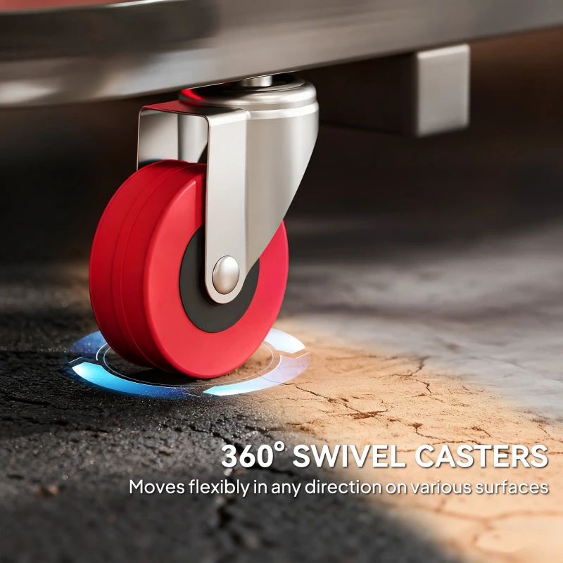 HOMCOM Automotive Z Creeper Seat, 2-in-1 330 lbs Rolling Garage Mechanic Creeper & Stool with Pad, 6 Wheels, Red