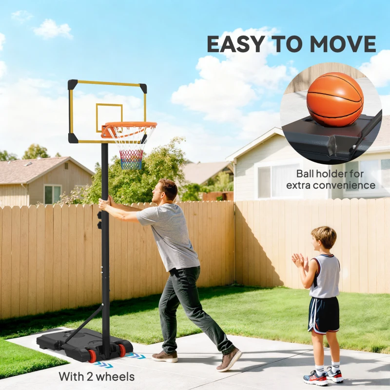 Soozier Portable Basketball Hoop, 7ft-8ft Height Adjustable Basketball System with Wheels & 28" Backboard for Youth Junior
