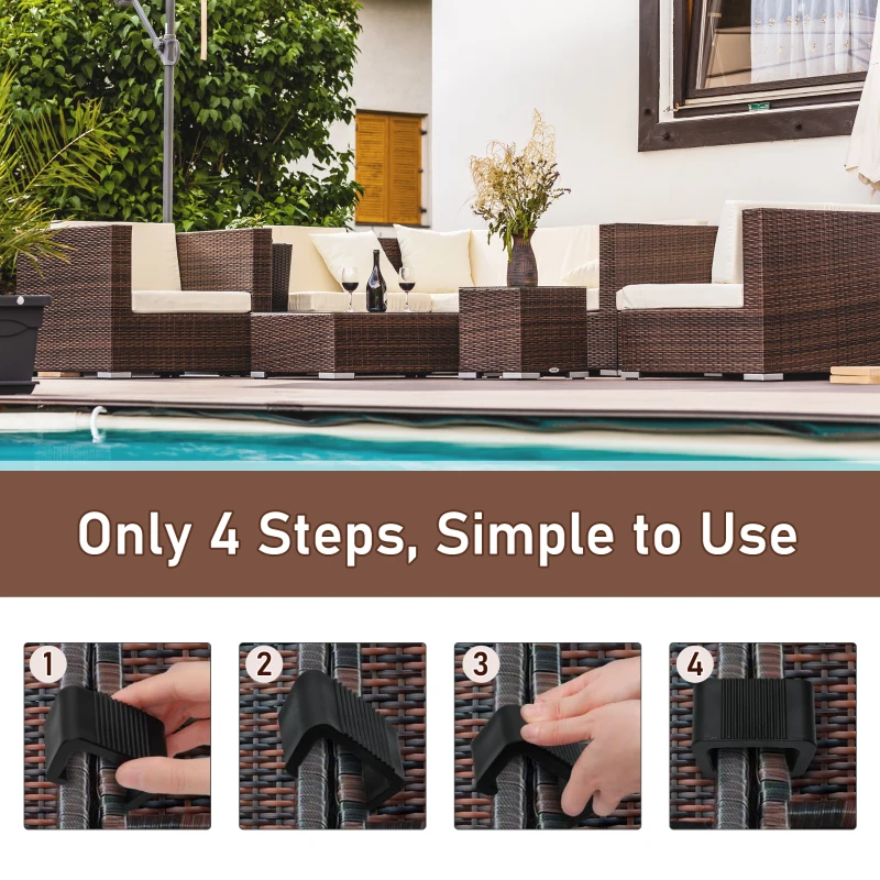 Outsunny Set of 10 Fasteners Clip Outdoor Furniture Connectors Rattan Wicker Sofa Connectors