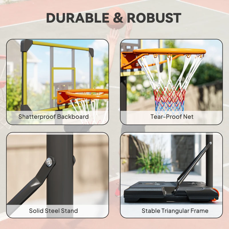 Soozier Portable Basketball Hoop, 7ft-8ft Height Adjustable Basketball System with Wheels & 28" Backboard for Youth Junior