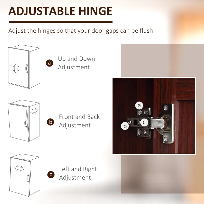 HOMCOM 63" 2-Door Kitchen Pantry, Freestanding Storage Cabinet with 5-tier Shelving and 2 Adjustable Shelves for Dining Room, Cherry Wood Color