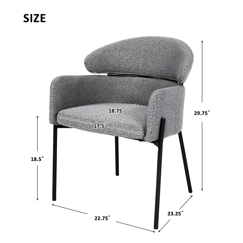 Set of 2 Upholstered Dining Chairs with Comfortable Foam Cushions, Kitchen Chairs for Living Room, 23'' L x 23.5'' W x 30'' H, Light Gray