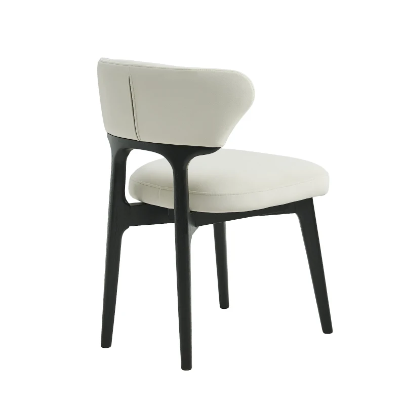 Set of 2 Solid Wood Dining Chairs with Curved Backrest, Upholstered Kitchen Chairs with Wooden Frame, 21'' L x 23'' W x 29.5'' H, Black