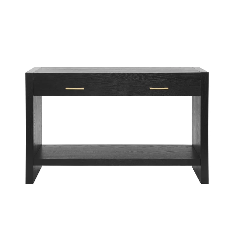Farmhouse Console Table with Storage Drawers, Wooden Entryway Table Ideal for Living Room, Hallway, 47.5'' L x 15.5'' W x 30'' H, Black