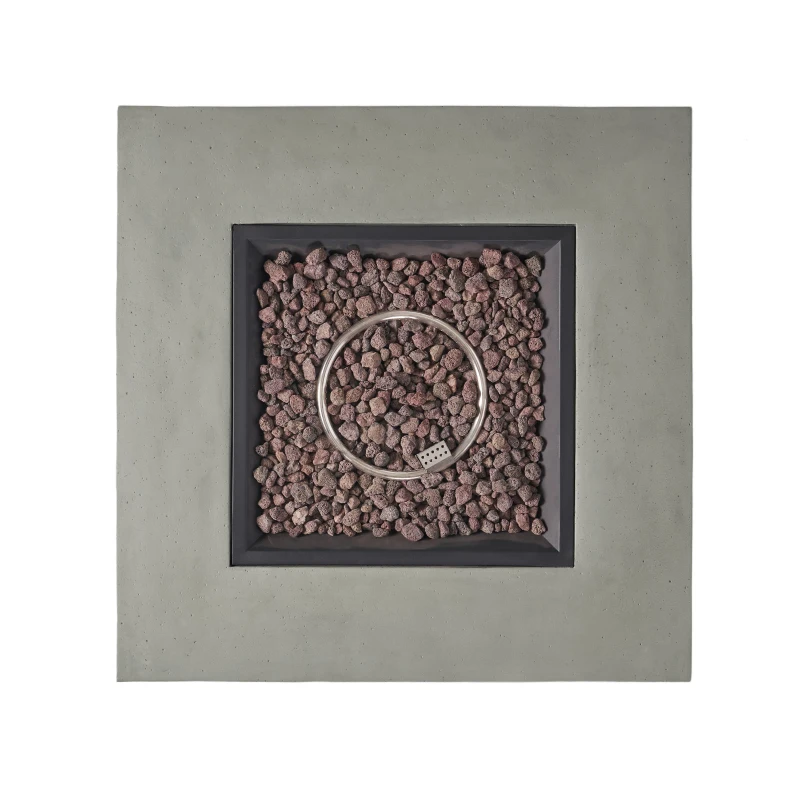 50000 BTU Outdoor Square Propane Fire Pit Table with Tank Holder, Lightweight Concrete, Fire Pit Top for Gathering, 40" L x40" W x 12.5" H, Light Grey