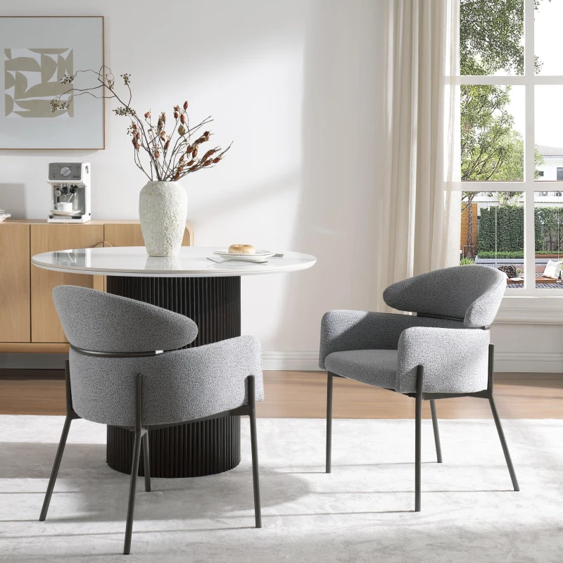 Set of 2 Upholstered Dining Chairs with Comfortable Foam Cushions, Kitchen Chairs for Living Room, 23'' L x 23.5'' W x 30'' H, Light Gray