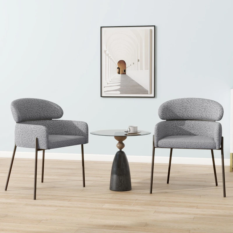 Set of 2 Upholstered Dining Chairs with Comfortable Foam Cushions, Kitchen Chairs for Living Room, 23'' L x 23.5'' W x 30'' H, Light Gray