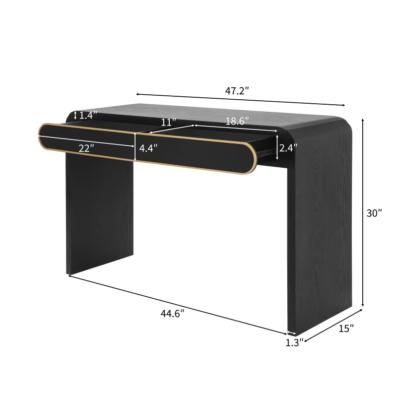Narrow Entryway Accent Table with Storage Drawers, Wood Console Table Ideal for Living Room, Hallway, 47'' L x 15'' W x 30'' H, Black