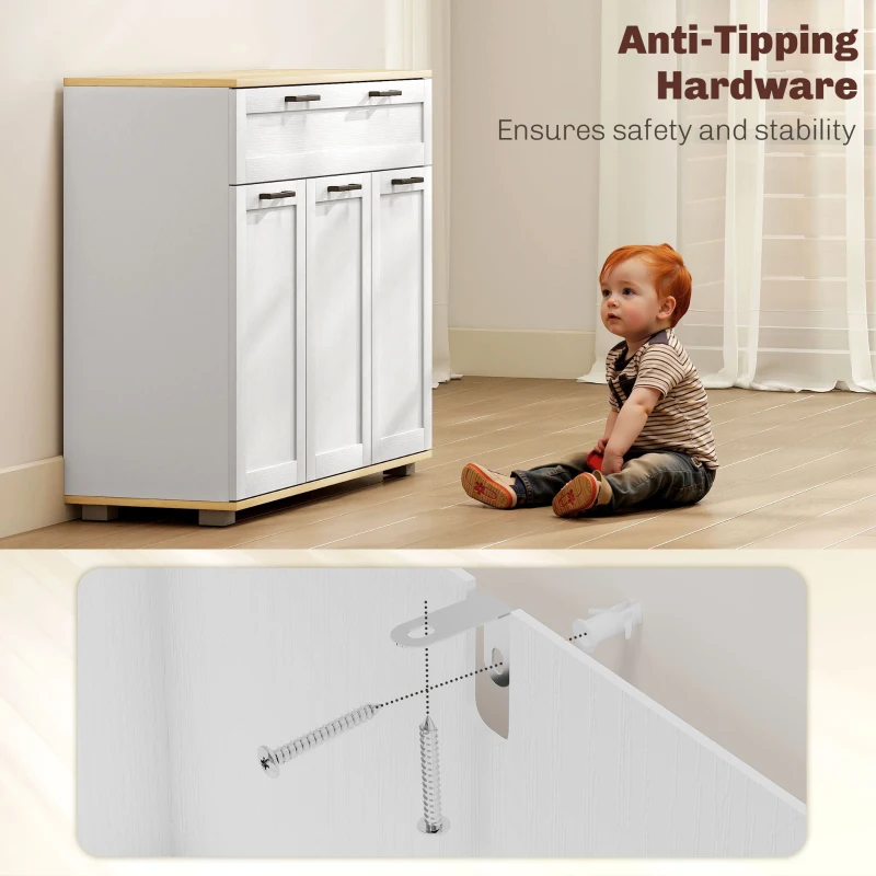 HOMCOM Sideboard Buffet Cabinet, Modern 40" Coffee Bar Cabinet with Wide Drawer, 3 Doors and 2 Adjustable Shelves, White