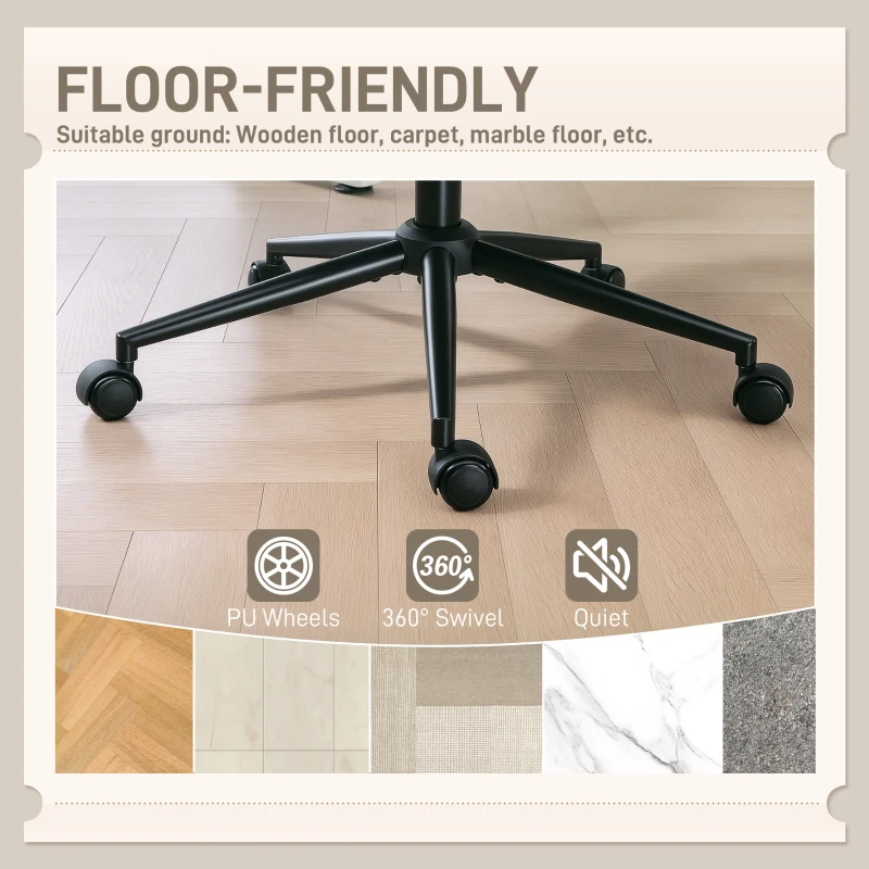 HOMCOM Criss Cross Chair with Flip-up Armrests, Wheels, Wide Office Chair with Adjustable Height, Tilting, Cream White