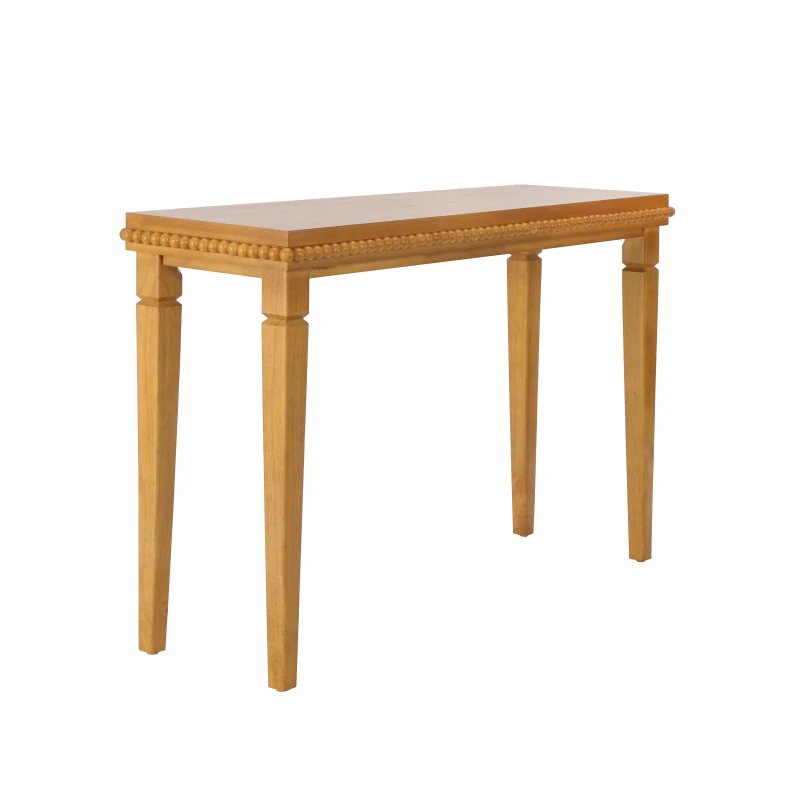Farmhouse Console Table with Beaded Trim and Natural Wood, Accent Sofa Table for Living Room, Hallway, 47.5'' L x 16'' W x 32'' H, Brown