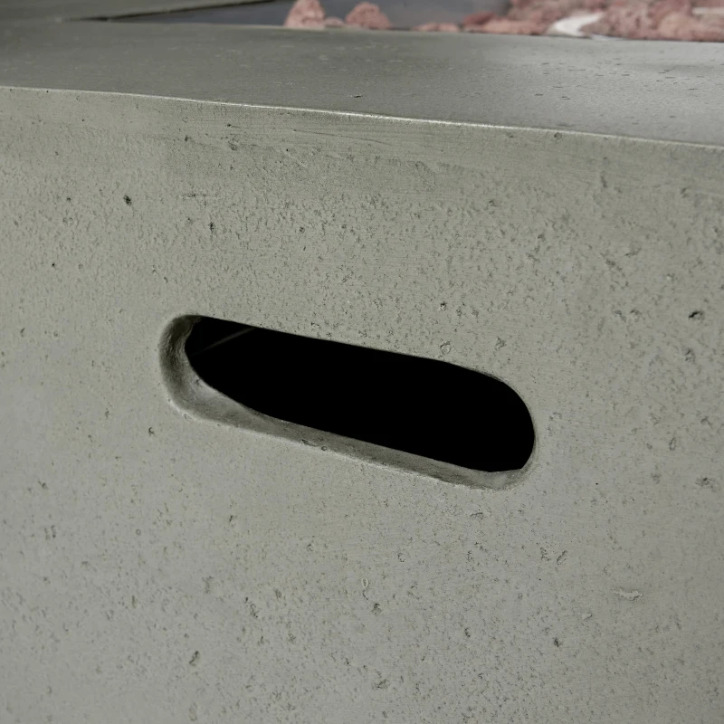 50000 BTU Outdoor Square Propane Fire Pit Table with Tank Holder, Lightweight Concrete, Fire Pit Top for Gathering, 40" L x40" W x 12.5" H, Light Grey