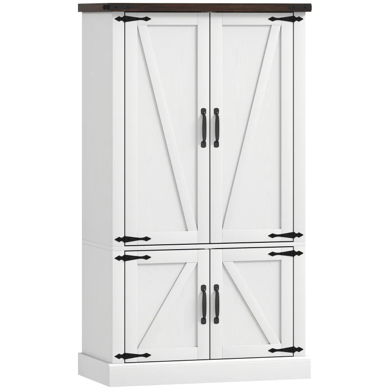HOMCOM 53.5" Pantry Cabinet, Kitchen Storage Cabinet with Adjustable Shelves, 6 Door Spice Racks for Dining Room, White