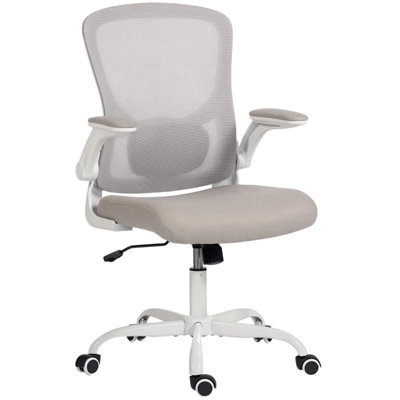 HOMCOM Ergonomic Mesh Office Chair with 4D Lumbar Support, Swivel Desk Chair with Flip-up Armrests, Tilt Function, Grey