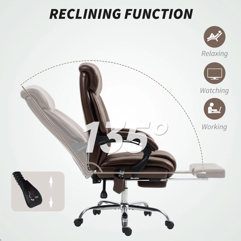HOMCOM 6 Point Massage Office Chair with Remote, Ergonomic Reclining Computer Desk Chair with Footrest, Side Pocket, Dark Brown