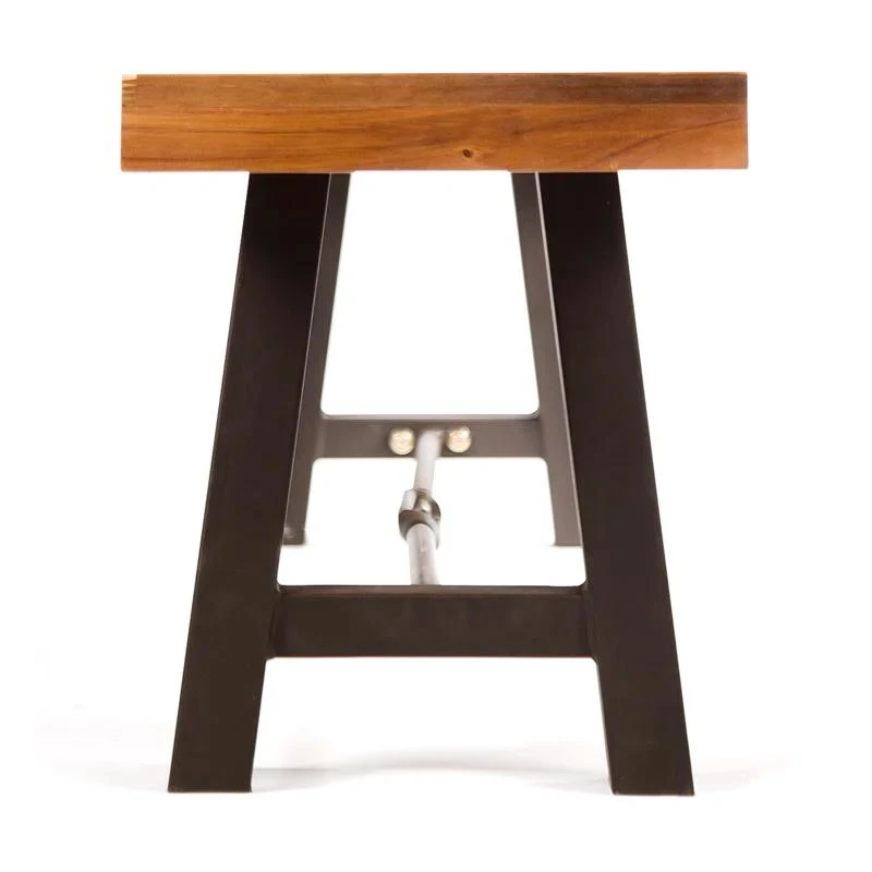 Set of 2 Outdoor Acacia Wood Dining Benches with Weather Resistant, Slat Design, Desk for Living Room, 63" L x14.5" W x 18" H, Teak