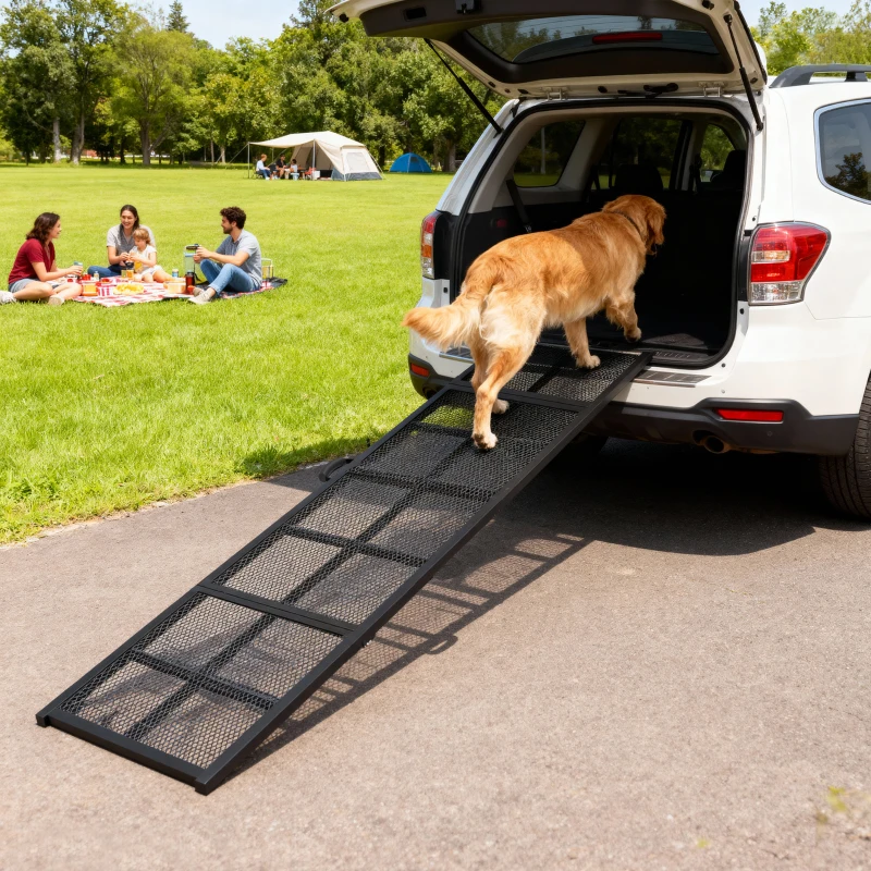 PawHut 75" Folding & Portable Dog Car Ramp for Large Dogs, Extra Long & Wide, for Car, SUV, Truck, RV, High Bed