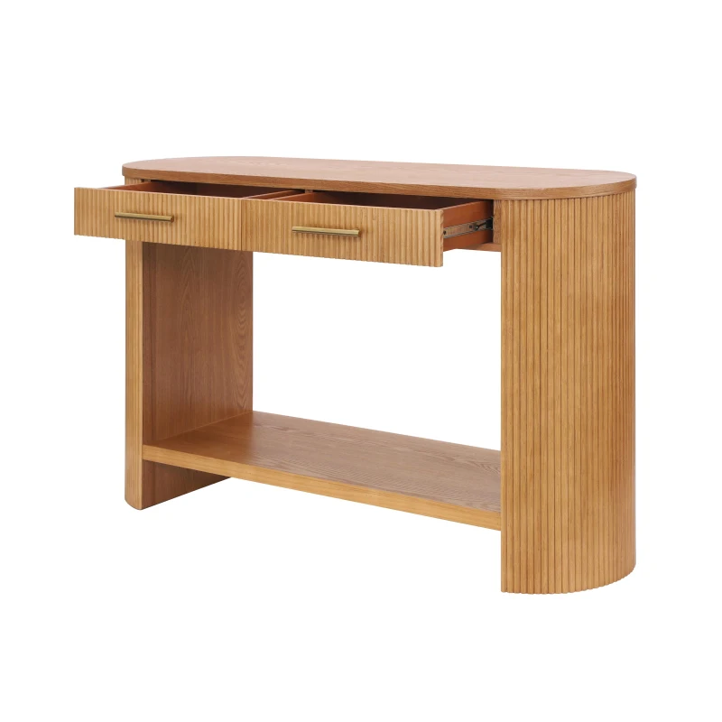 Farmhouse Console Table with Storage and Drawers, Modern Wood Sofa Table for Living Room, Hallway, 47.5'' L x 14.5'' W x 30'' H, Brown