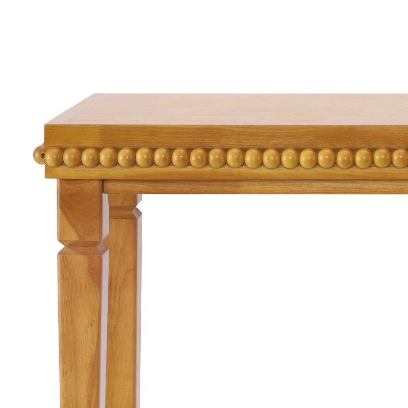 Farmhouse Console Table with Beaded Trim and Natural Wood, Accent Sofa Table for Living Room, Hallway, 47.5'' L x 16'' W x 32'' H, Brown