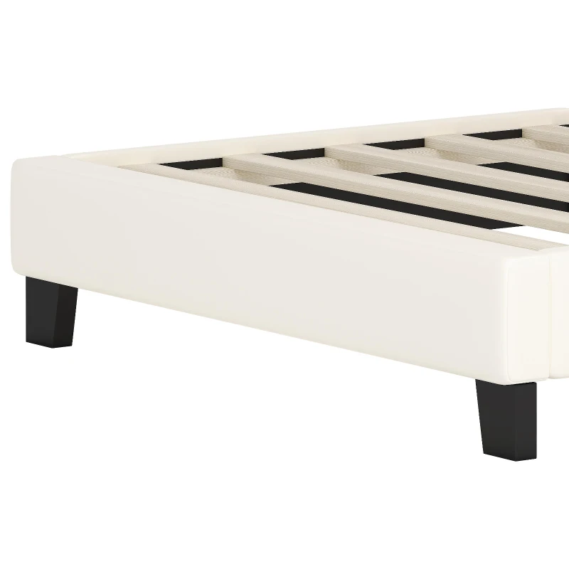 Twin Size Upholstered Princess Bed with Crown Headboard, Solid Poplar Wood Frame, Bed Frame for Children, 80" L x 41.5" W x 44" H, Cream