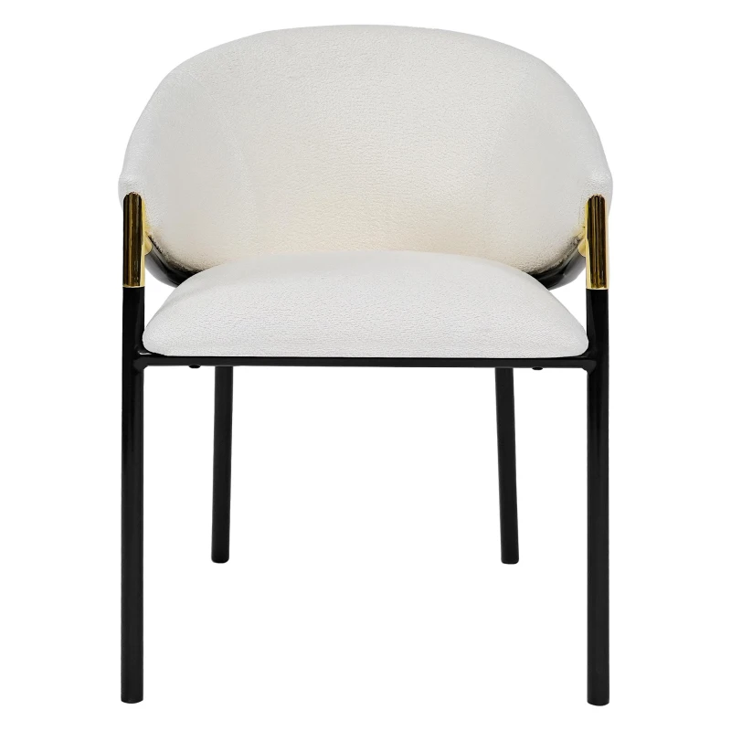 Set of 2 Modern Upholstered Dining Chairs with Metal Legs, Durable Design for Kitchen and Living Room, 22.5'' L x 22'' W x 31'' H, White